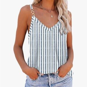 Chic Blue and White Striped camisole